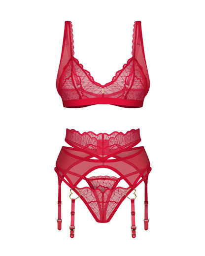 Sheer Bralette Thong Garter Belt Set Obsessive Cupide Desir - STREET STYLE