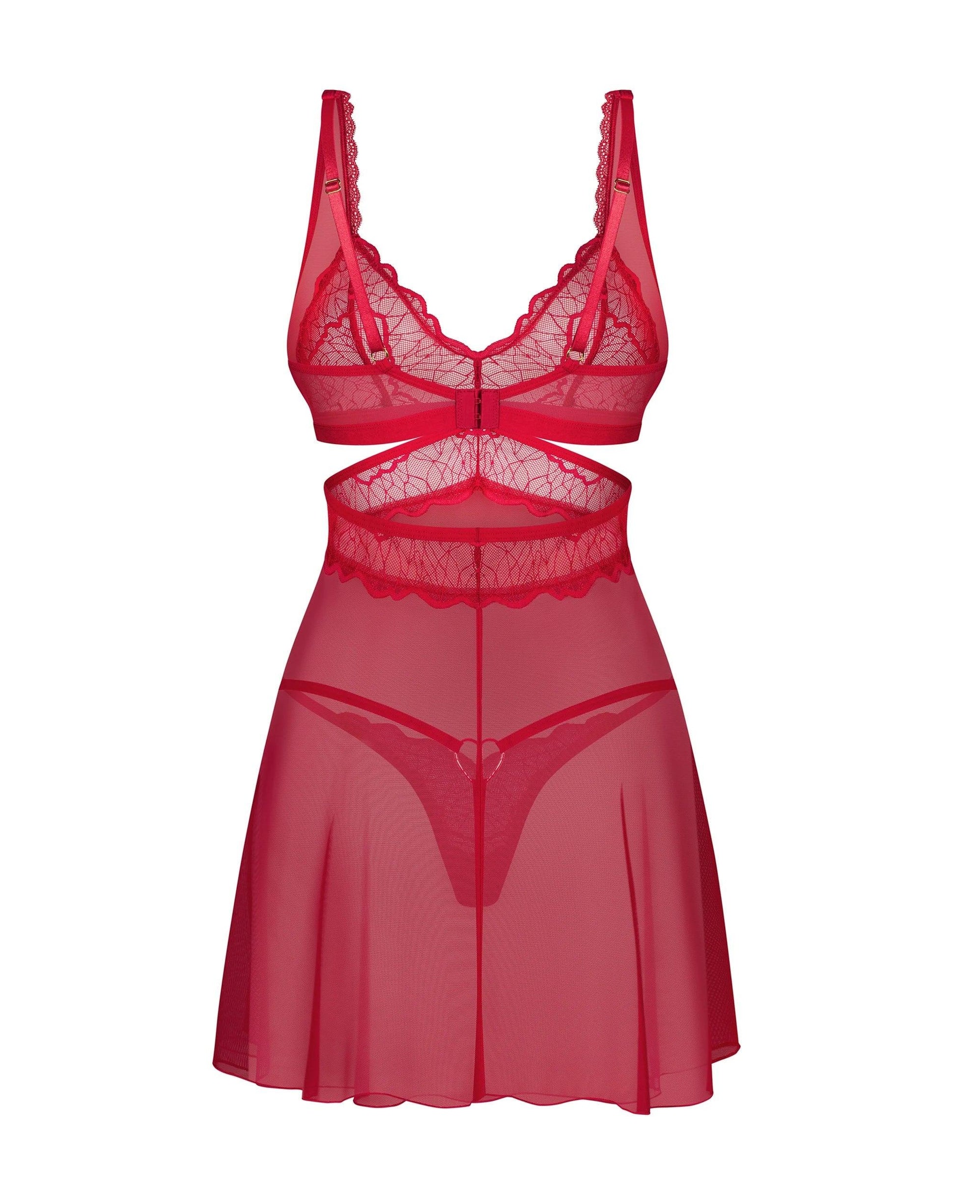 Red Lace Babydoll Lingerie Set with Thong – Comfort & Elegance - STREET STYLE