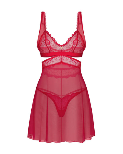Red Lace Babydoll Lingerie Set with Thong – Comfort & Elegance - STREET STYLE