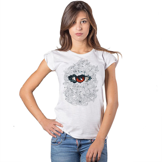 T-shirt Donna Urban Slub Occhio Stilizzato - Cotone Bio - STREET STYLE