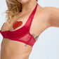 Satin & Sheer Open Cup Bra Blush Tempt Red - STREET STYLE