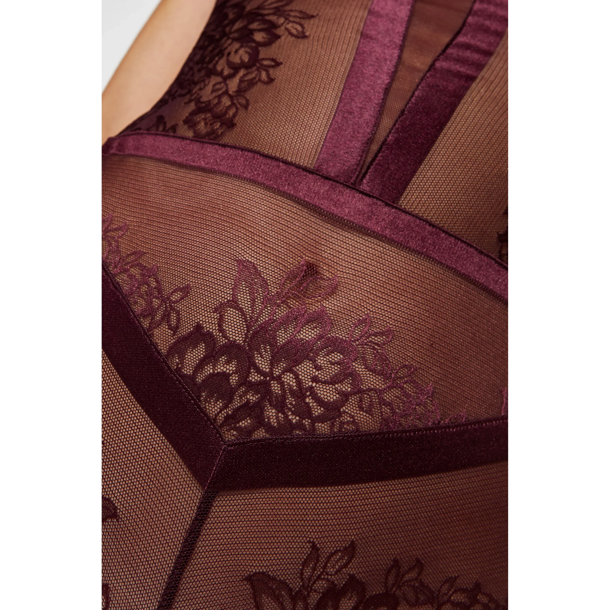 Sheer Lace Body Gorteks Porto Aubergine - STREET STYLE