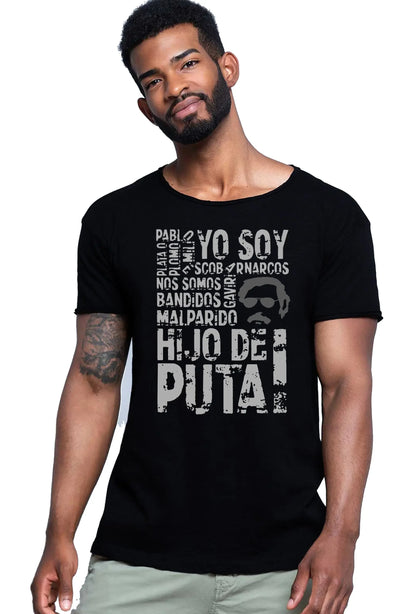 Pablo Escobar Hijo de Puta 18-98-3 T-shirt Urban Slub Men Uomo 100% Cotone Fiammato JK - STREET STYLE
