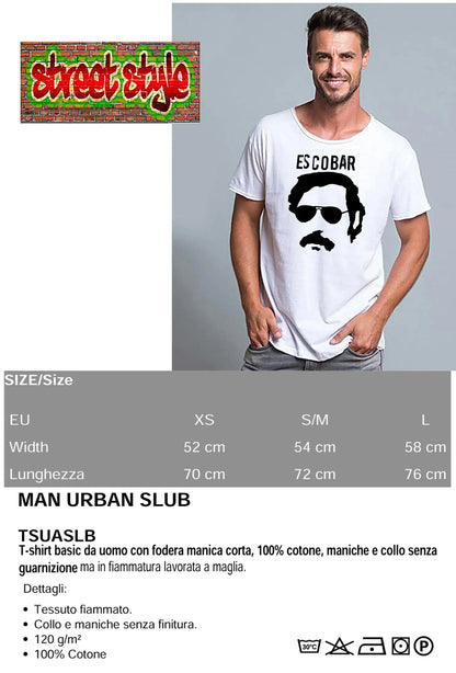 Pablo Escobar Hijo de Puta 18-98 T-shirt Urban Slub Men Uomo 100% Cotone Fiammato JK - STREET STYLE
