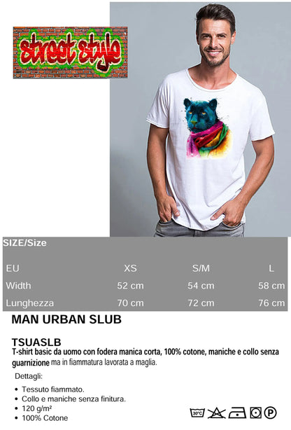 Panther Color Stilizzato 18-20-59 T-shirt Urban Slub Men Uomo 100% Cotone Fiammato JK - STREET STYLE