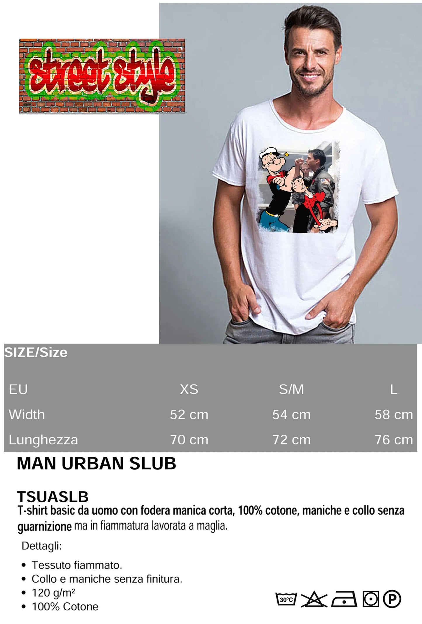 T-shirt Uomo Popeye & Olivia | Street Style Cotone Bio - STREET STYLE