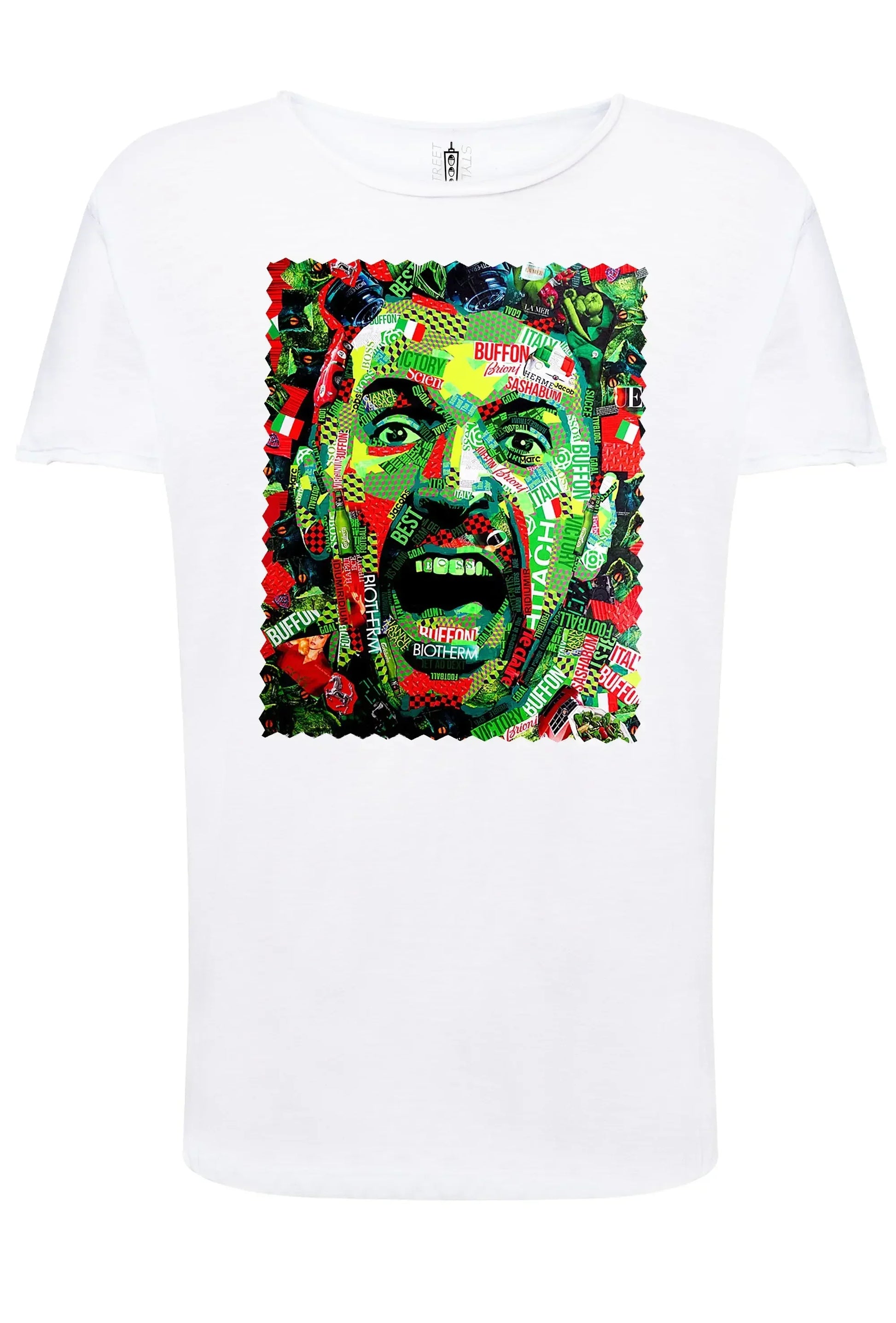 Portrait Buffon Color Artistico Stilizzato 18-30-17 T-shirt Urban Slub Men Uomo 100% Cotone Fiammato JK - STREET STYLE
