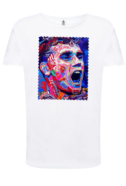 Portrait Griezmann Color Artistico Stilizzato 18-30-25 T-shirt Urban Slub Men Uomo 100% Cotone Fiammato JK - STREET STYLE