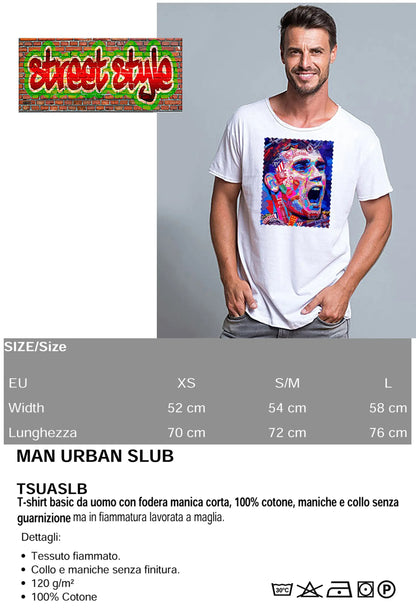 Portrait Griezmann Color Artistico Stilizzato 18-30-25 T-shirt Urban Slub Men Uomo 100% Cotone Fiammato JK - STREET STYLE