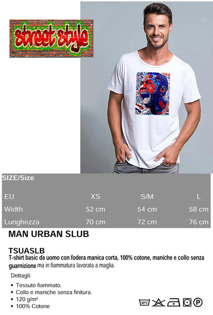 Portrait Promes Color Artistico Stilizzato 18-30-23 T-shirt Urban Slub Men Uomo 100% Cotone Fiammato JK - STREET STYLE