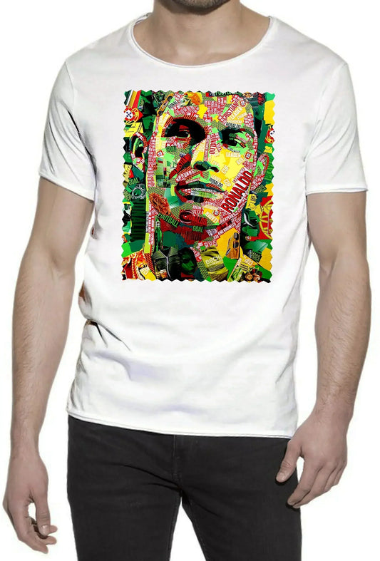 Portrait Ronaldo Color Artistico Stilizzato 18-30-19 T-shirt Urban Slub Men Uomo 100% Cotone Fiammato JK - STREET STYLE