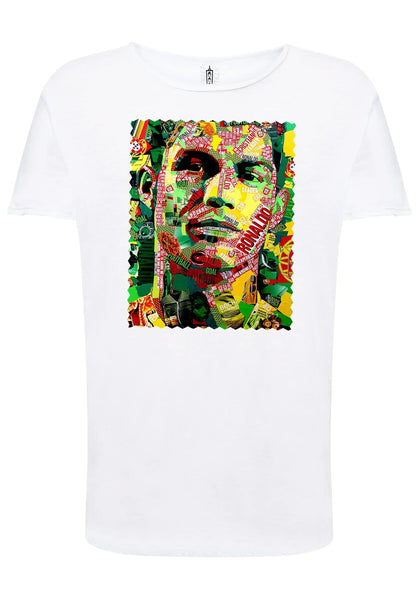 Portrait Ronaldo Color Artistico Stilizzato 18-30-19 T-shirt Urban Slub Men Uomo 100% Cotone Fiammato JK - STREET STYLE