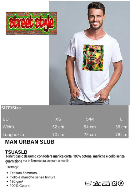 Portrait Ronaldo Color Artistico Stilizzato 18-30-19 T-shirt Urban Slub Men Uomo 100% Cotone Fiammato JK - STREET STYLE