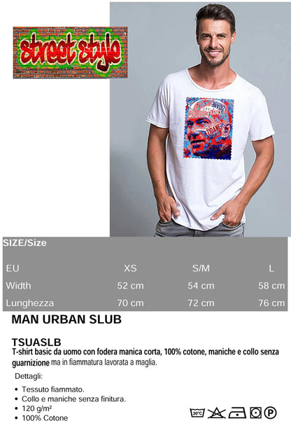 Portrait Zidane Color Artistico Stilizzato 18-30-18 T-shirt Urban Slub Men Uomo 100% Cotone Fiammato JK - STREET STYLE