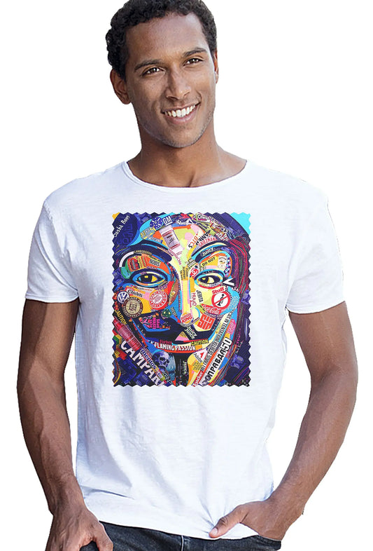Potrait Anonymous Color Artistico Stilizzato 18-30-13 T-shirt Urban Slub Men Uomo 100% Cotone Fiammato JK - STREET STYLE