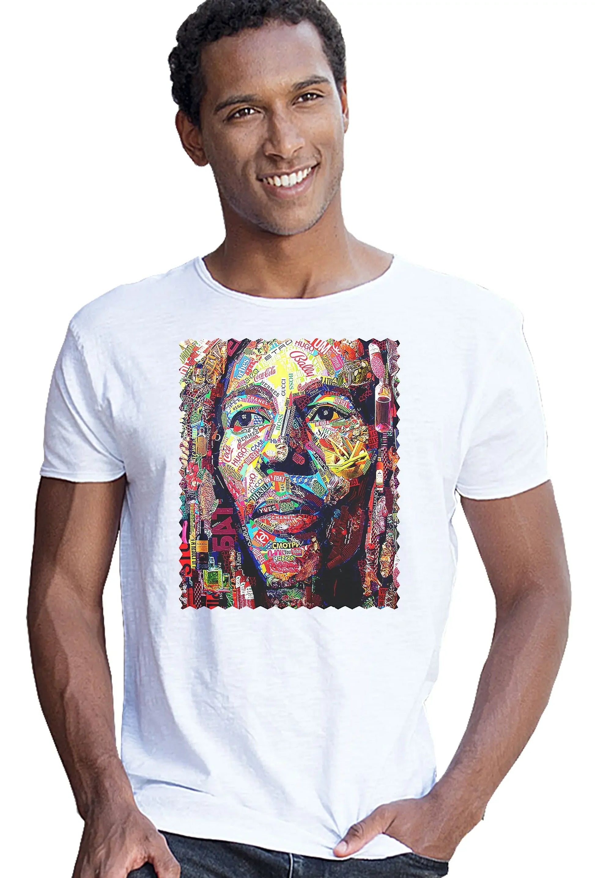 Potrait Bob Marley Color Artistico Stilizzato 18-30-12 T-shirt Urban Slub Men Uomo 100% Cotone Fiammato JK - STREET STYLE