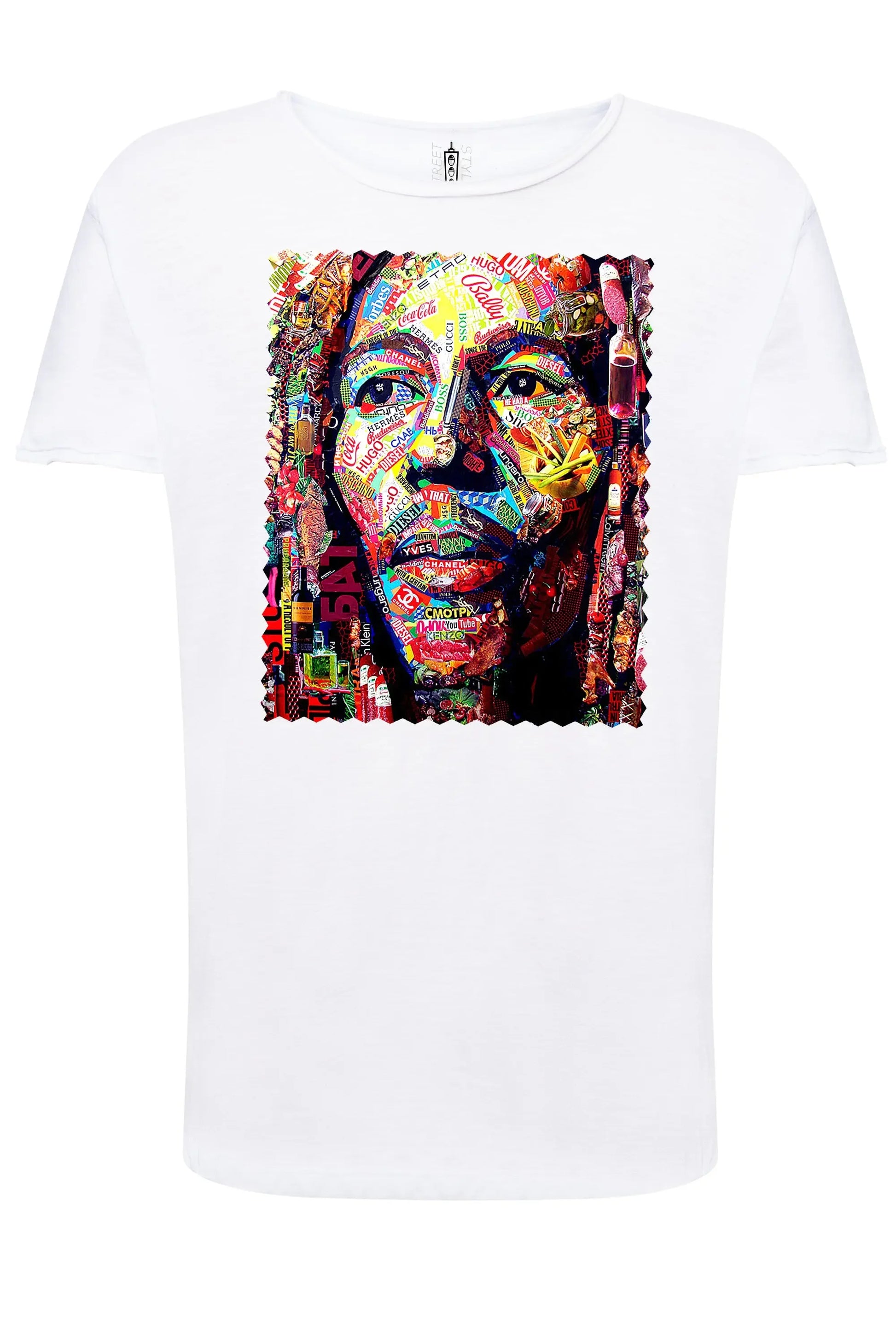 Potrait Bob Marley Color Artistico Stilizzato 18-30-12 T-shirt Urban Slub Men Uomo 100% Cotone Fiammato JK - STREET STYLE