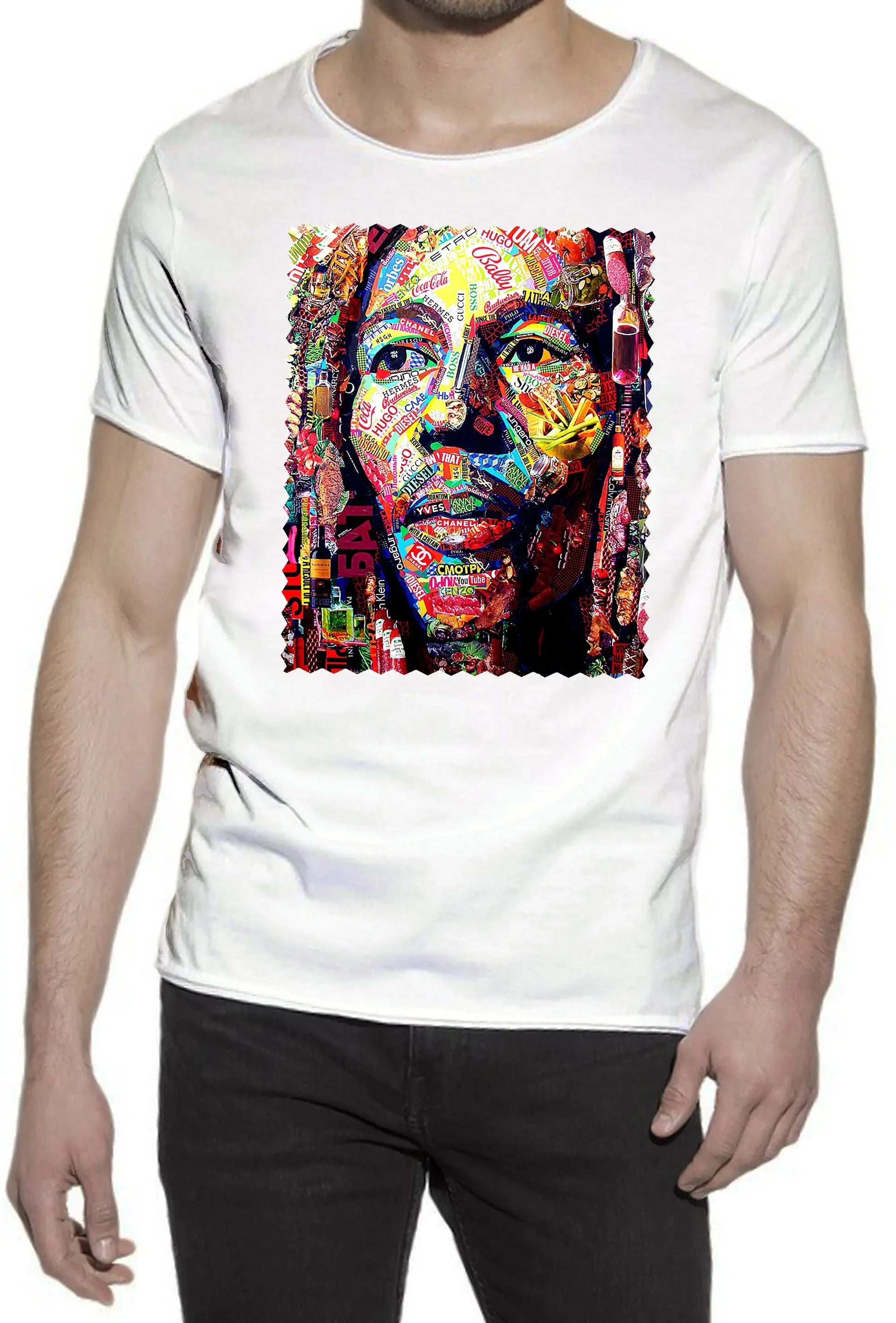 Potrait Bob Marley Color Artistico Stilizzato 18-30-12 T-shirt Urban Slub Men Uomo 100% Cotone Fiammato JK - STREET STYLE
