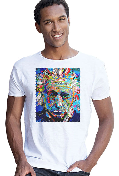 Potrait Eintein Color Artistico Stilizzato 18-30-6 T-shirt Urban Slub Men Uomo 100% Cotone Fiammato JK - STREET STYLE