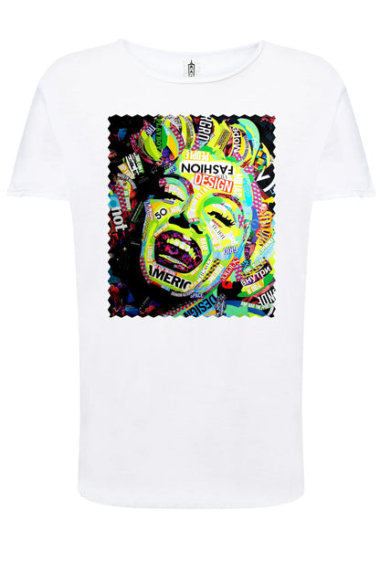 Potrait Marilyn Monrooe Color Artistico Stilizzato 18-30-7 T-shirt Urban Slub Men Uomo 100% Cotone Fiammato JK - STREET STYLE