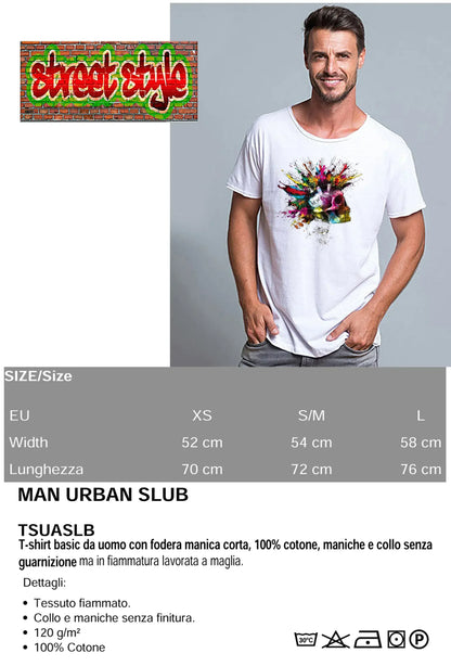 Punk Color Stilizzato 18-20-7 T-shirt Urban Slub Men Uomo 100% Cotone Fiammato JK - STREET STYLE