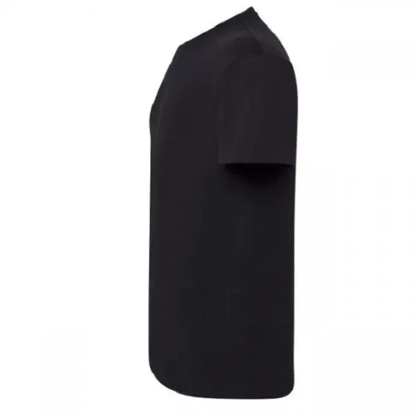 T-shirt nera uomo streetwear urban, 100% cotone, vista laterale, stile Street Style