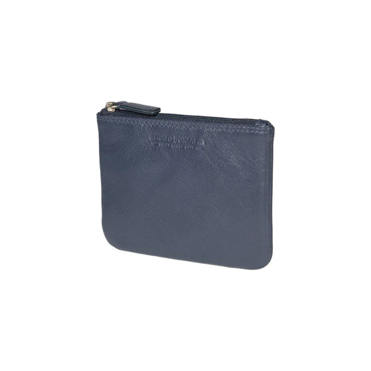 RB12032D | Key Holder/Coin Purse in Genuine Full Grain Leather, with Light Grain. Blue Color. RFID Protection. Dimensions: 13 x 9 x 0.5 cm. Packaging: Gift box bottom/lid - STREET STYLE