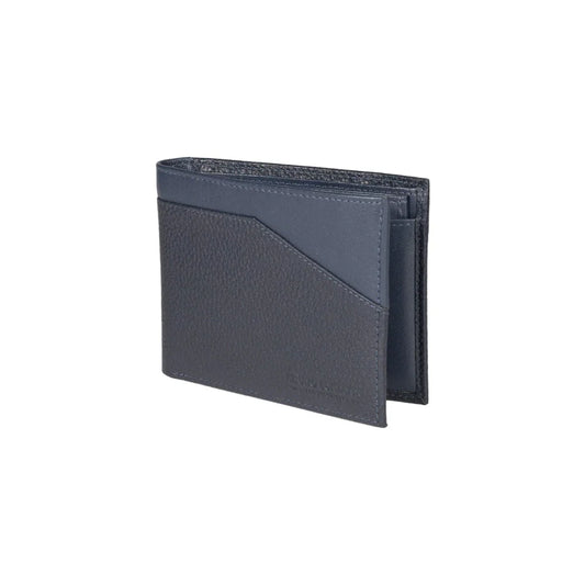 RB12106D | Men's Wallet in Genuine Full Grain Leather, Dollar Grain/Light. Color Blue. RFID Protection. Closed Dimensions: 12.5 x 9.5 x 2 cm. Packaging: Gift box bottom/lid - STREET STYLE