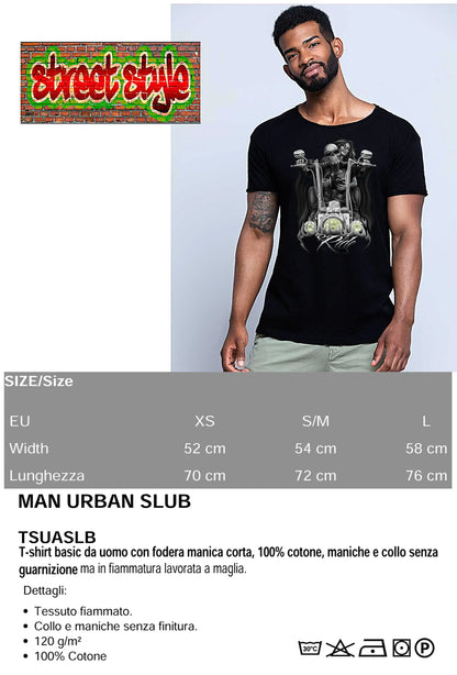 Ride Fire Tattoo Skull - T-shirt Uomo Cotone Fiammato - STREET STYLE
