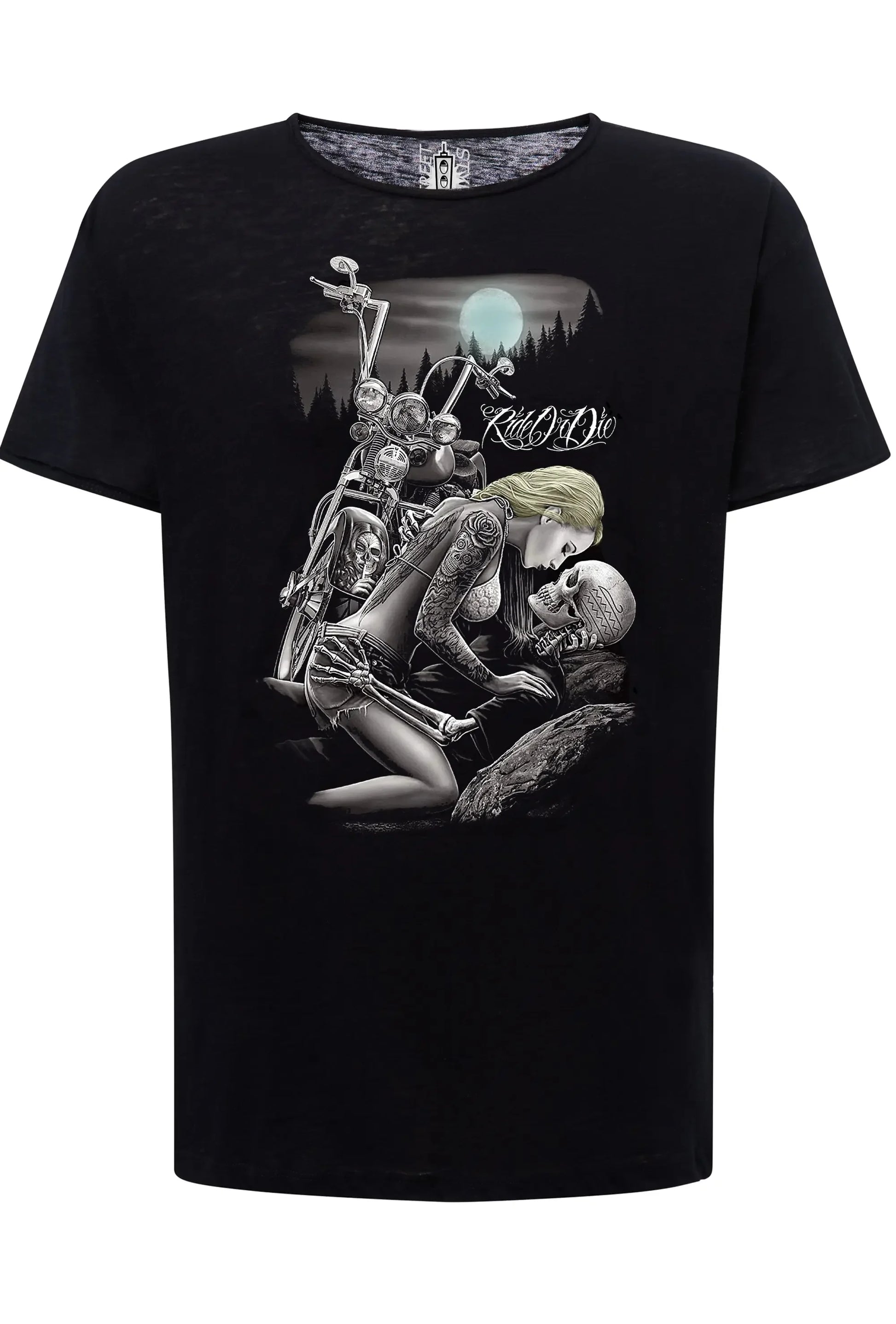 Ride Ordie Tattoo Skull – T-shirt Uomo Cotone Fiammato - STREET STYLE