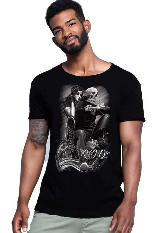 Ride or Die Tattoo Skull - T-shirt Uomo Urban Slub - STREET STYLE