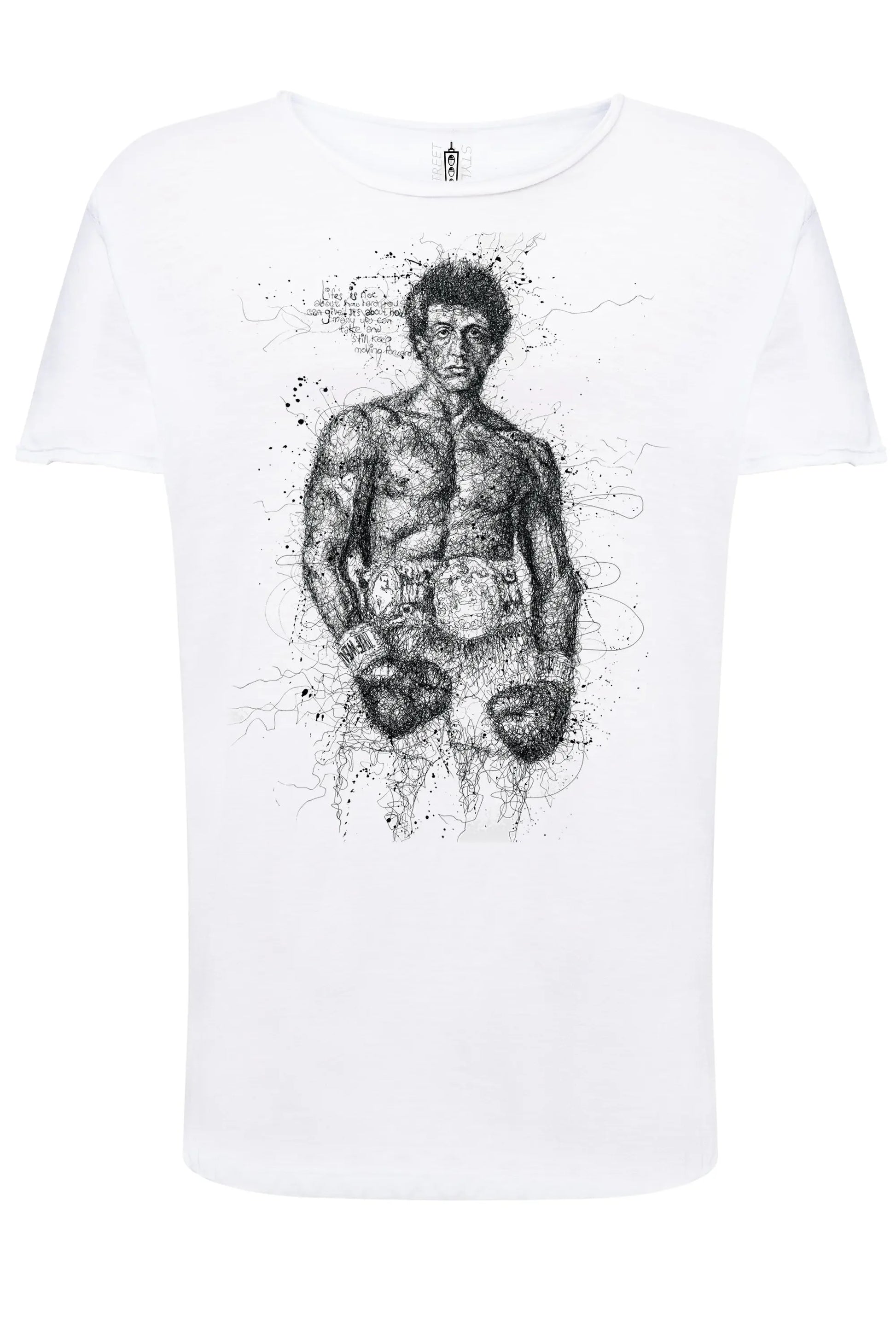 Rocky Balboa Artistico Stilizzato 18-56 T-shirt Urban Slub Men Uomo 100% Cotone Fiammato JK - STREET STYLE