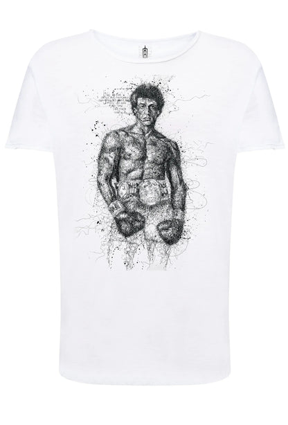 Rocky Balboa Artistico Stilizzato 18-56 T-shirt Urban Slub Men Uomo 100% Cotone Fiammato JK - STREET STYLE
