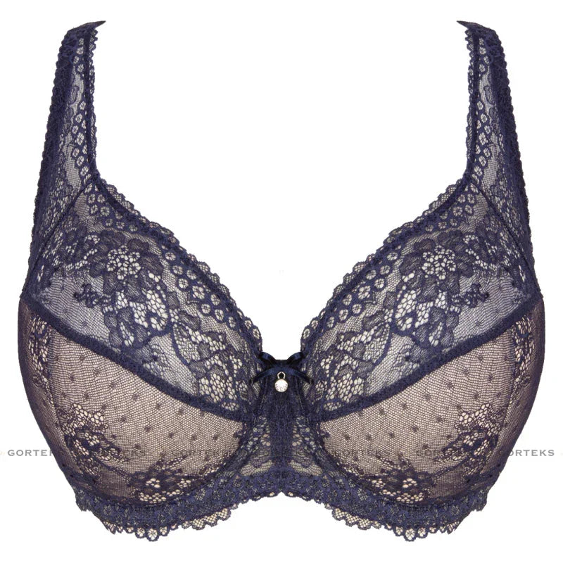 Semi Sheer Half Padded Bra Gorteks Scarlet Navy Blue - STREET STYLE