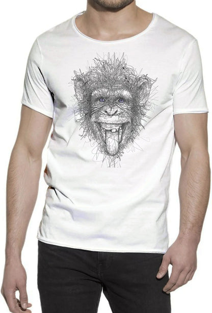 Scimmia Stilizzato Color Cantante Soggetto 18-73 T-shirt Urban Slub Men Uomo 100% Cotone Fiammato BS - STREET STYLE
