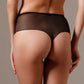 Sheer Hipster Thong Panty Lavinia Flame Black - STREET STYLE