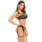 Sheer Cage Bra & Sexy String Garter Set Beauty Night Crystal - STREET STYLE