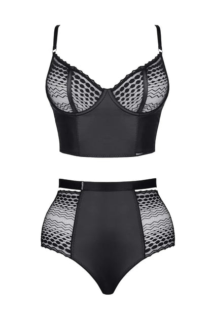 Sheer Lace Longline Bra & High Waist Briefs Demoniq Yessenia - STREET STYLE