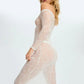 Sheer Lace Off-Shoulded Maxi Dress Blush Cascade White - STREET STYLE