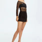 Sheer Lace Off-the-Shoulder Bodysuit Blush Cascade Black - STREET STYLE