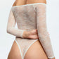 Sheer Lace Off-the-Shoulder Bodysuit Blush Cascade White - STREET STYLE