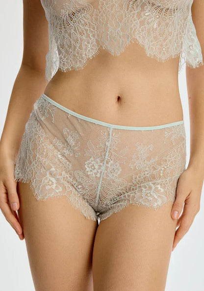 Sheer Eyelash Lace Short Blush Serene Mint - STREET STYLE
