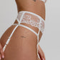 Sheer Mesh Embroidered Garter Belt Blush Enchant White - STREET STYLE