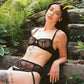 Sheer Mesh Embroidered String Panty Blush Enchant Black - STREET STYLE