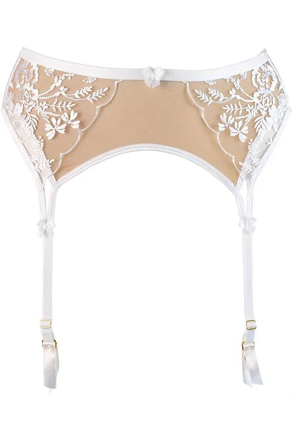 Sheer Mesh Garter Belt Axami Enigma White - STREET STYLE