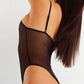 Sheer Mesh Stretch Bodysuit Blush The Mesh Black - STREET STYLE