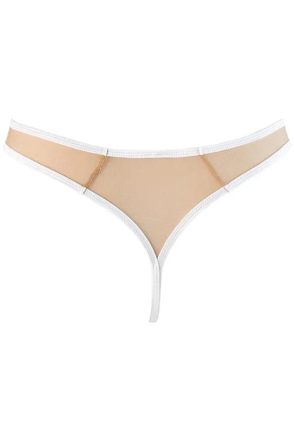 Sheer Mesh Thong Panty Axami Enigma White - STREET STYLE