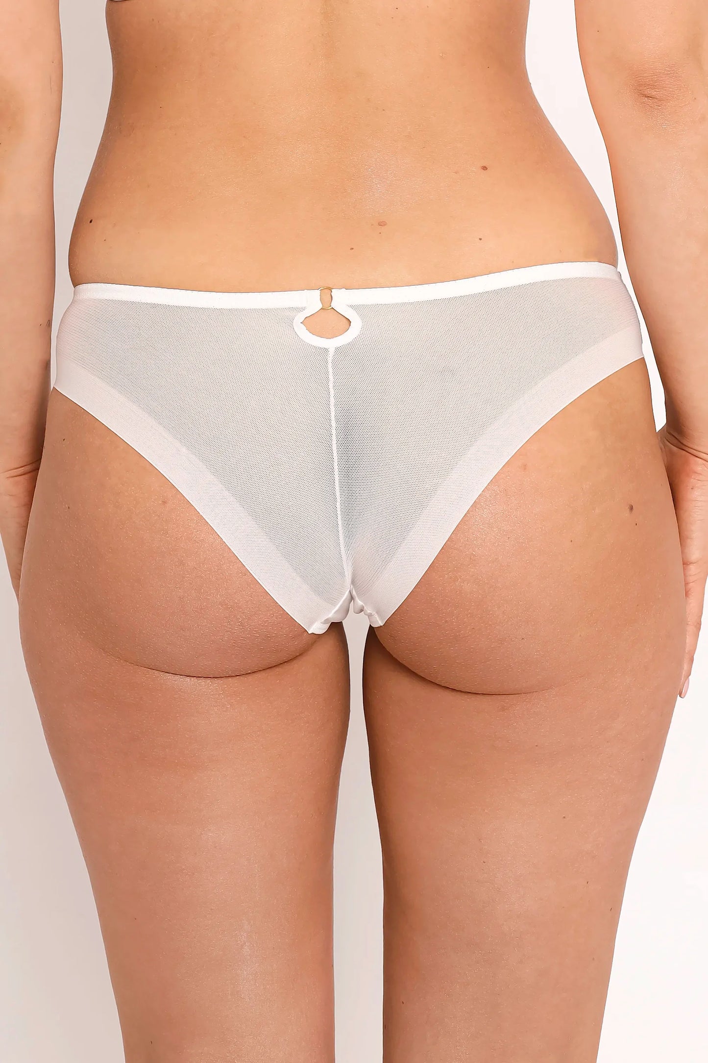 Sheer Mesh Tulle Embroidered Tanga Panty Perla Ivory - STREET STYLE