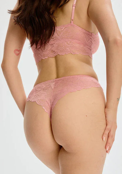 Sheer Stretch Cheeky Tanga Panty Blush The Lace Rose - STREET STYLE