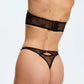 Sheer Stretch Lace High Leg Thong Blush Cascade Black - STREET STYLE